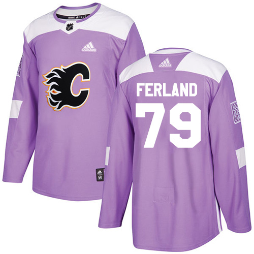 Adidas Flames #79 Michael Ferland Purple Authentic Fights Cancer Stitched NHL Jersey
